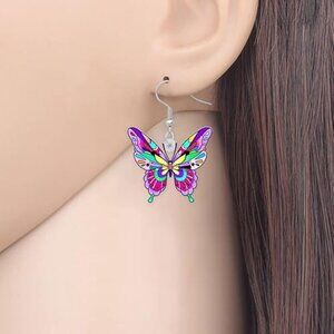 Purple Butterfly Dangle Earrings